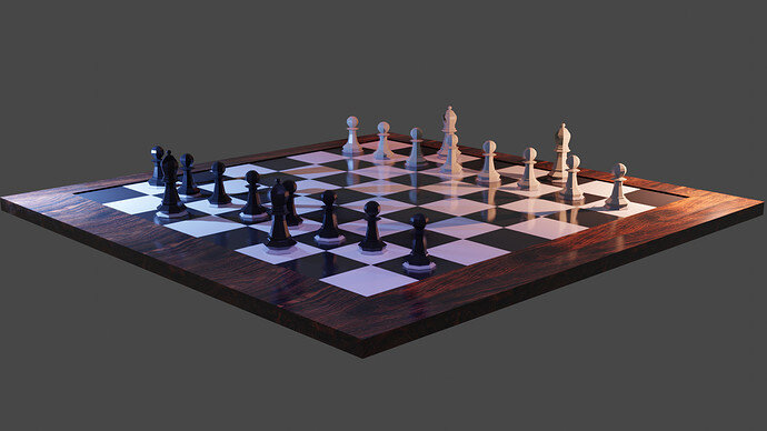 Chess scene with shading