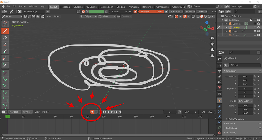 animation - Grease Pencil Keyframes not visible in timeline