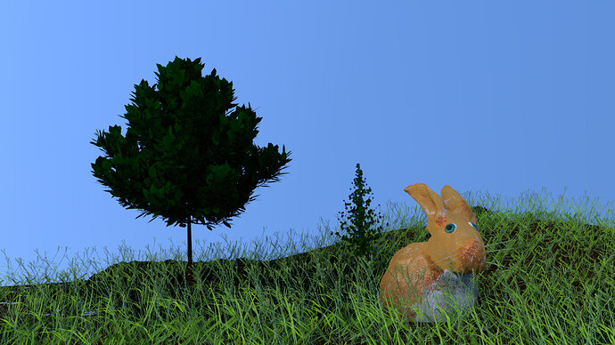 BunnyInGrassWithTreeAndBush