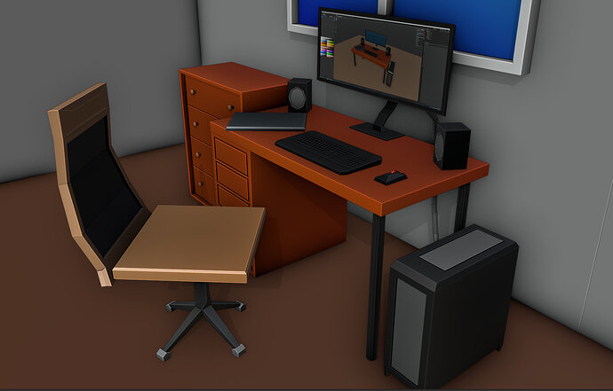 2020-11-27 Low Poly Desk-Room improved