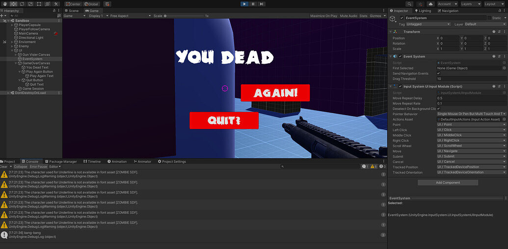 My Buttons will not work with the new input system - Ask - GameDev.tv
