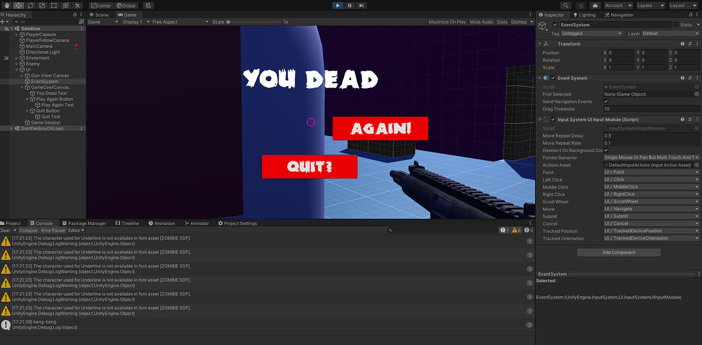 My Buttons will not work with the new input system - Ask - GameDev.tv