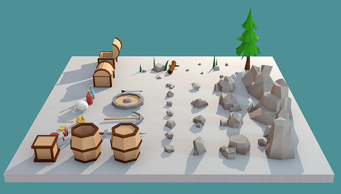 Stones-And-Buried-Treasure-Pack-3D-Model