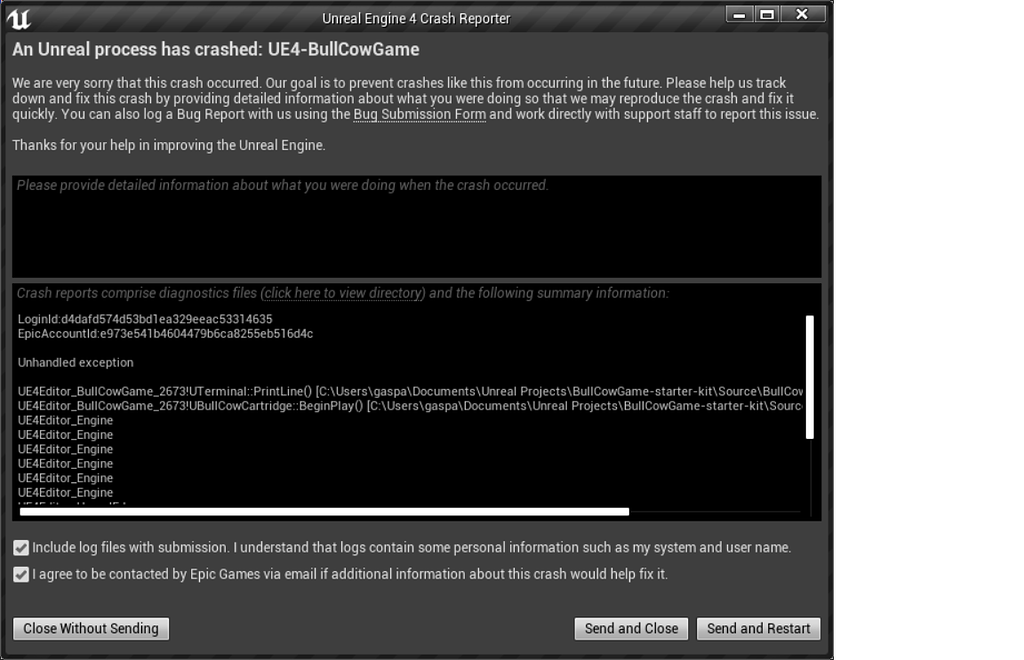 Process has crashed! - Ask - GameDev.tv