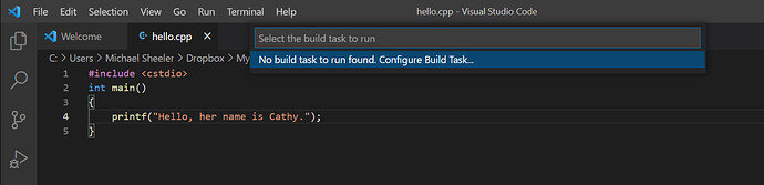 No Build task error