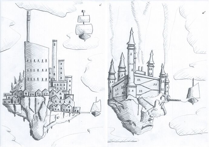 202200617-pen-and-paper-two-castles-background