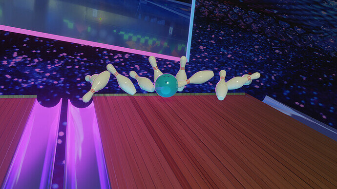 Bowling Alley Smash Scene with reflections 1