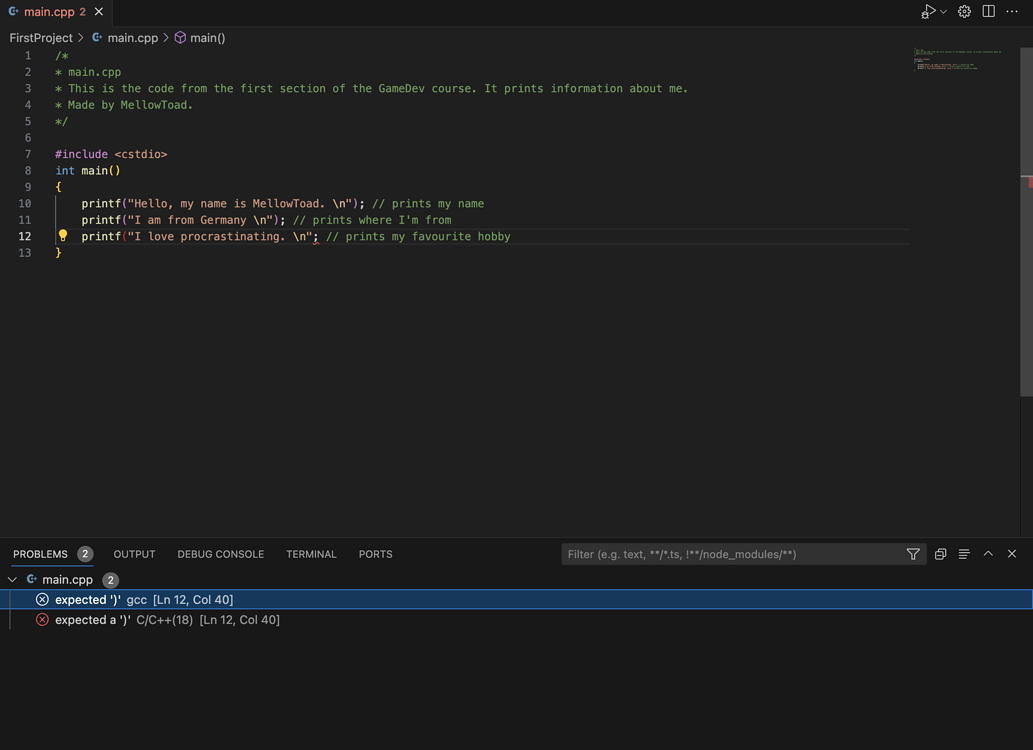 VSC gives 2 errors instead of 1 - Ask - GameDev.tv