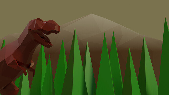 Low-Poly Dinosaur Scene completion