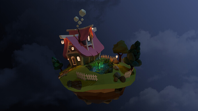 low poly house render offi 2