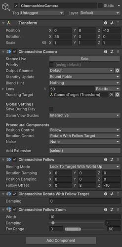 cinemachine settings