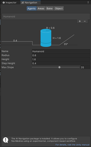 First Island NavMeshAgent values