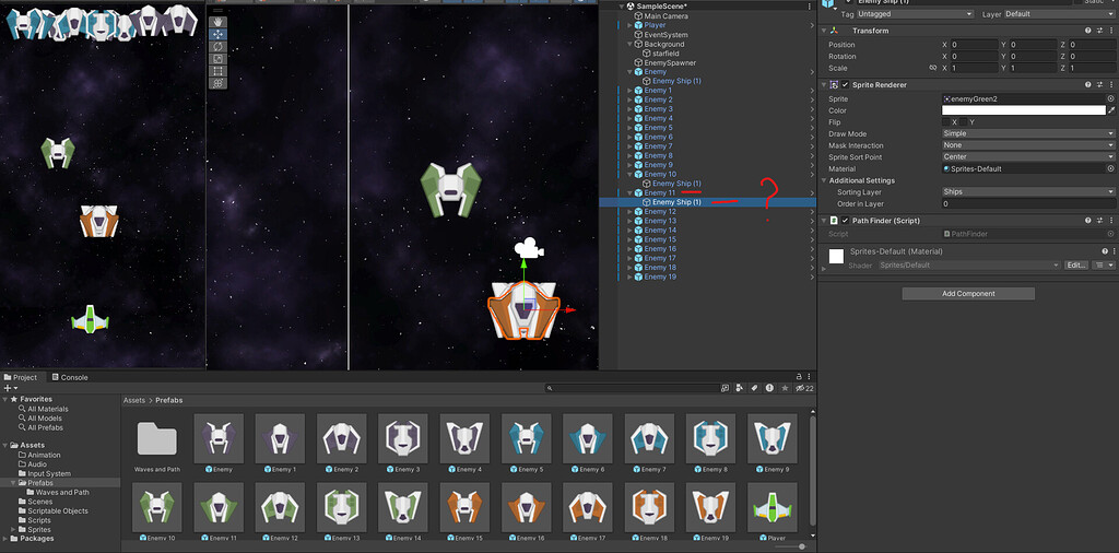 Why do we have to make a child in the enemy ship game object? - Ask ...