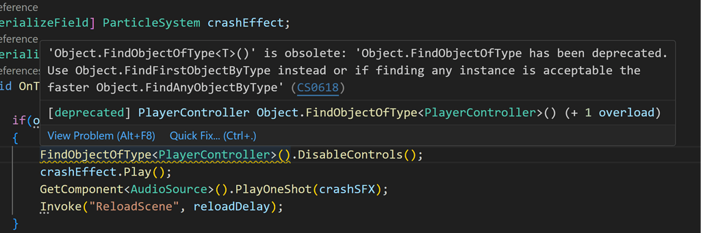 FindObjectOfType is obsolete? - Ask - GameDev.tv