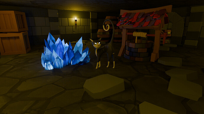 Mini dungeon scene with cat