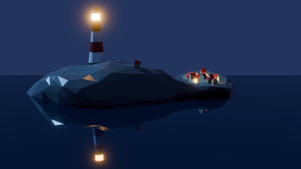 Blender - First Project Island with a lighthouse - Show - GameDev.tv