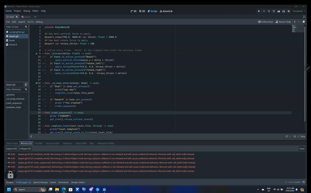 Errors on next level - Ask - GameDev.tv