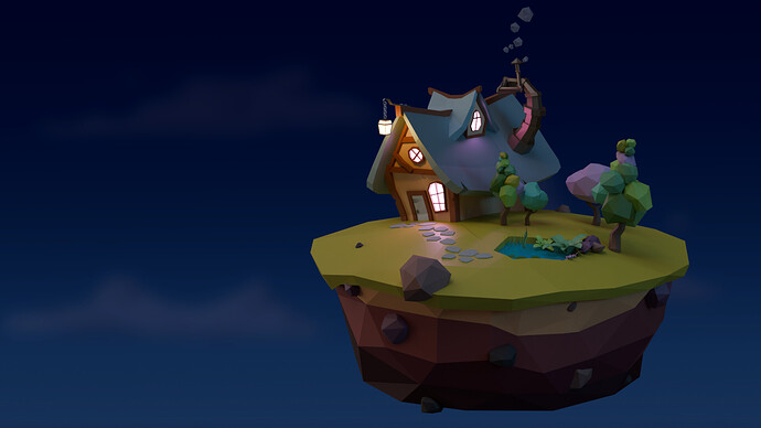 Floating cupcake island - Night composition