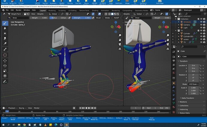 Move Target L and Arm Vertices Move weight paint