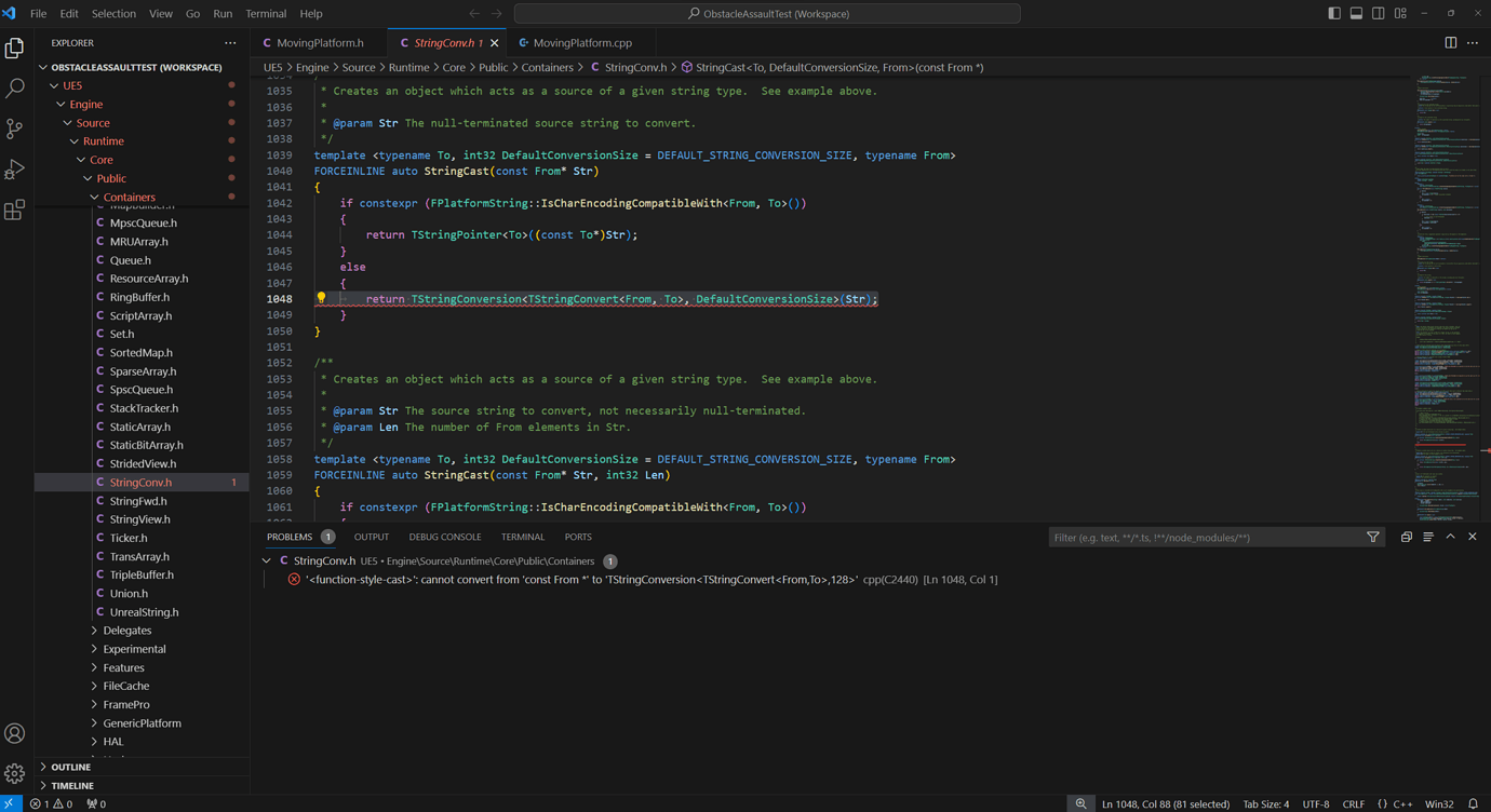 UE5 Code error ' ': cannot convert from 'const From *' - Ask - GameDev.tv