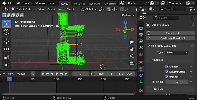 Pillar Fracture   Working but Constraints too Strong