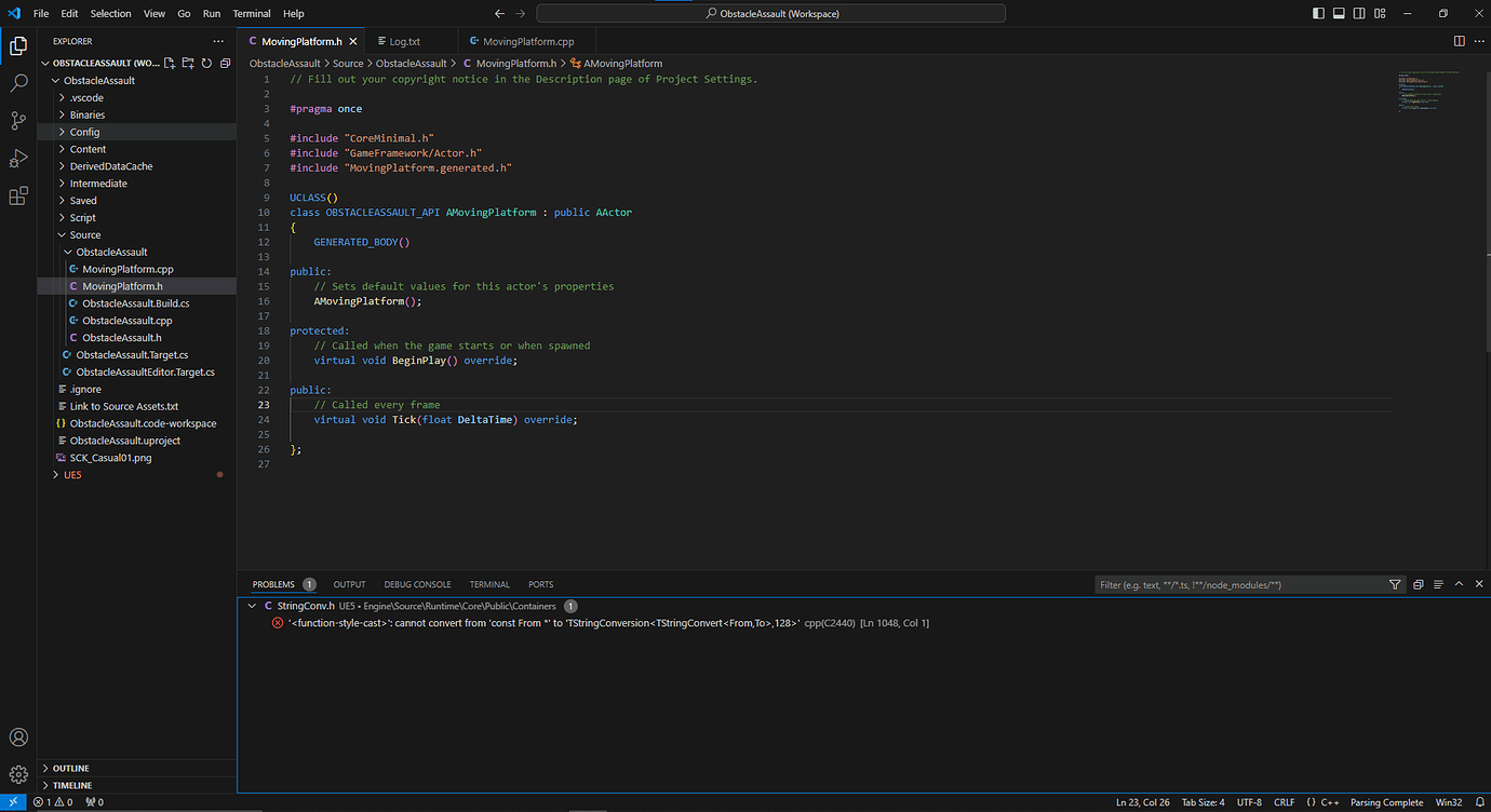 Error compiling the ObstacleAssault project - Ask - GameDev.tv