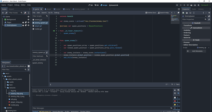 enemy_spawn.tscn - Alien Attack - Godot Engine 2_18_2024 5_41_55 PM