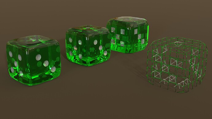 Simple dice with Subdivs Glass2
