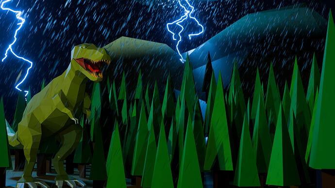 t-rex in jungle