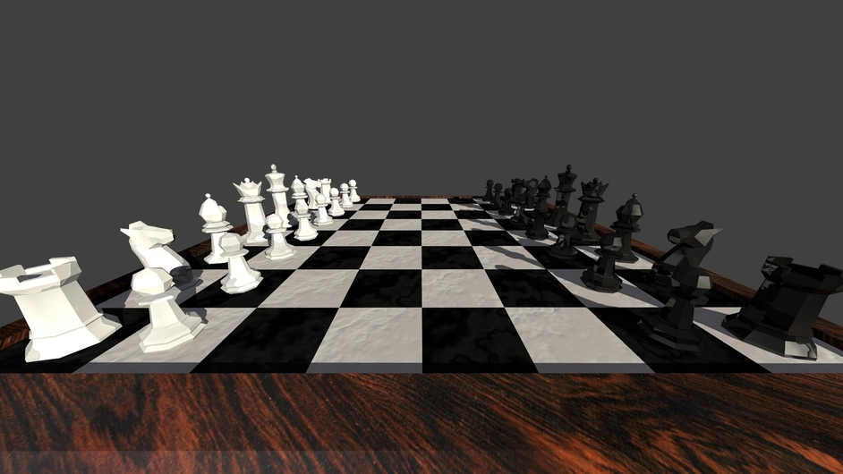 3d Rendering Of A Blurry Black King Chess Piece With Various Chess