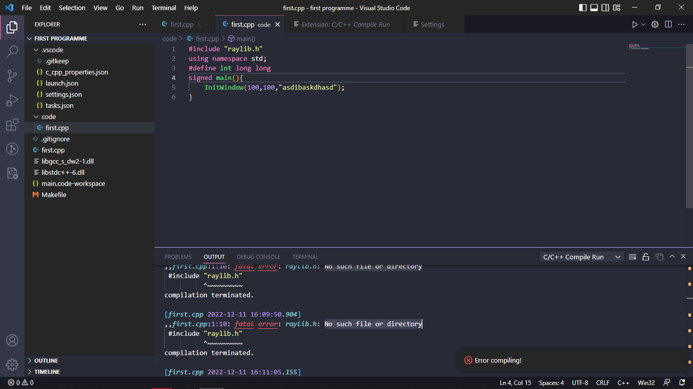 Fatal error: raylib.h: No such file or directory - Ask - GameDev.tv