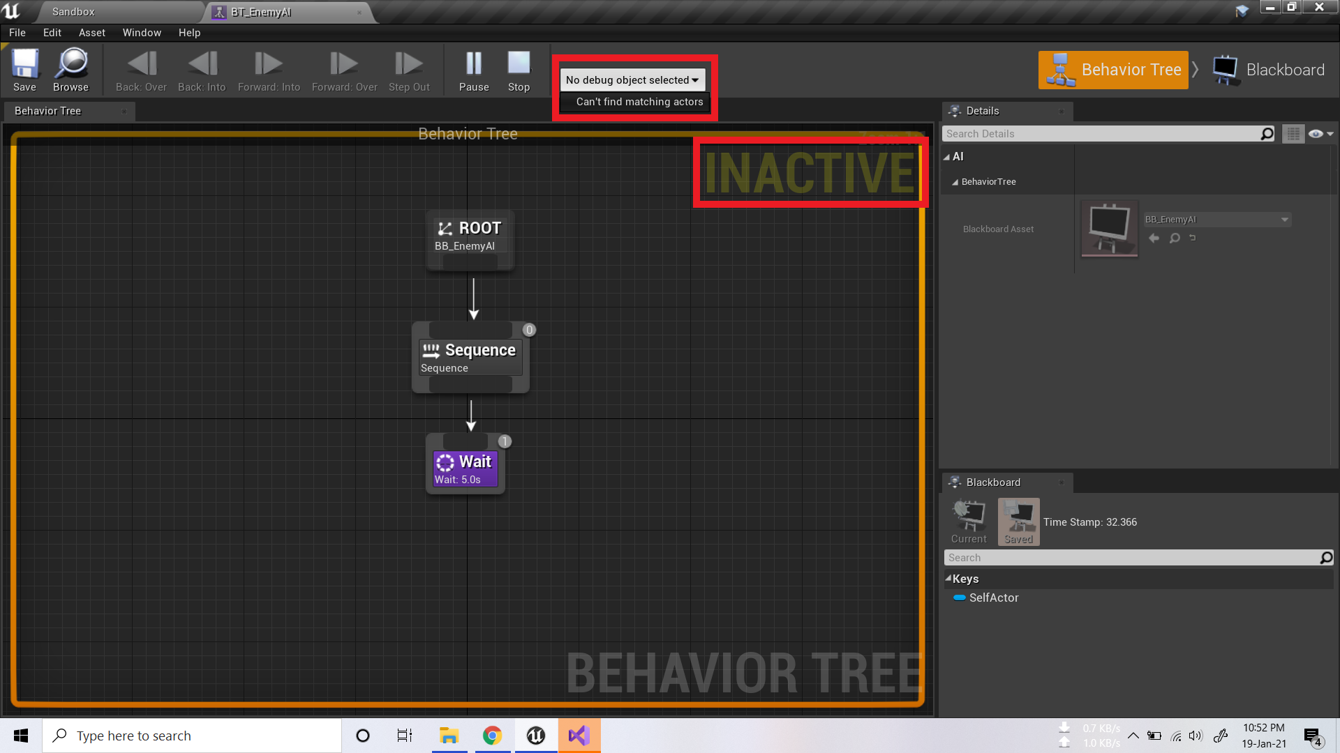 Simple Shooter behavior tree getting disconnected when I play the game ...