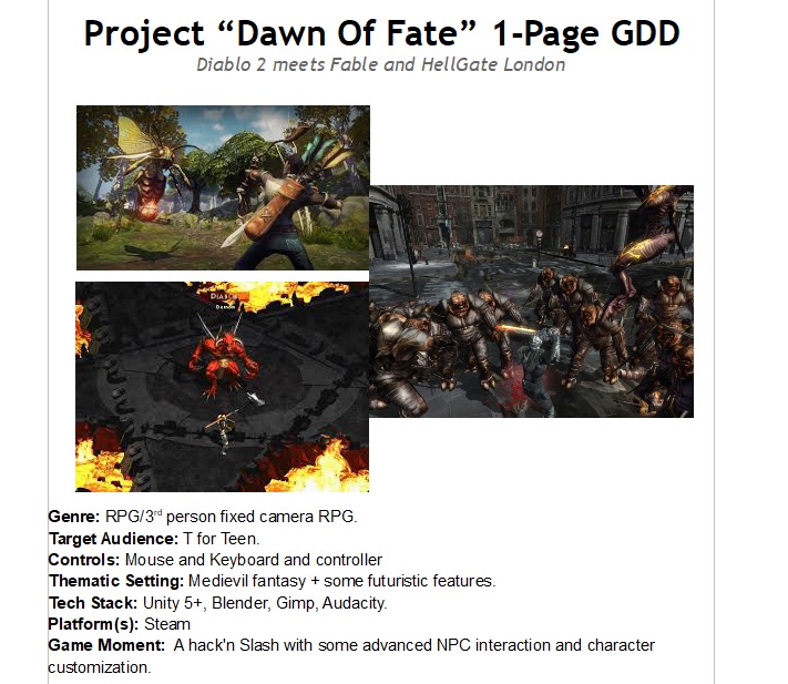 Dawn of Fate p^roject GDD