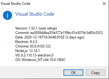 VS code info