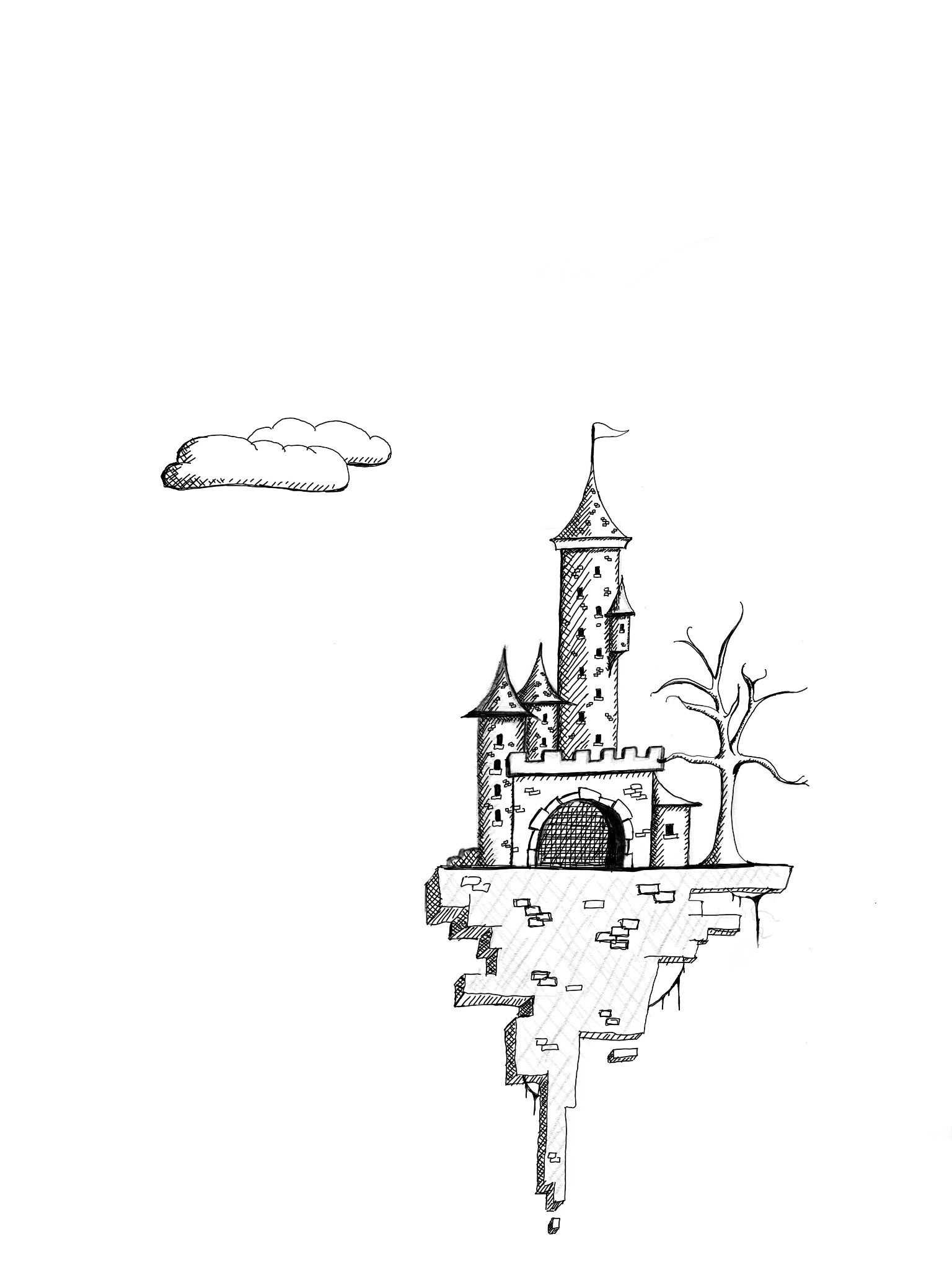 Landscape with Fantasy Castle Stock Illustration - Illustration of field,  fortress: 36202630