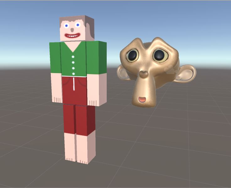 CubeDude_and_Monkey_in_Unity