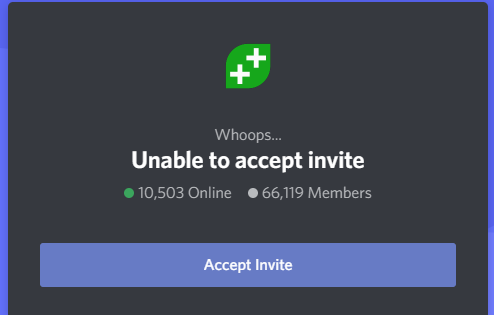 unable to accept invite