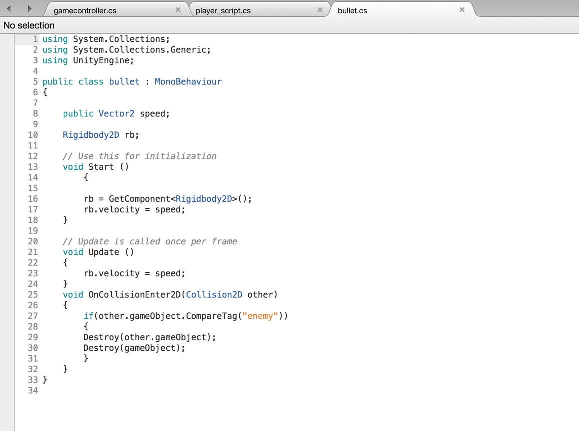 Problem with bullets in 2D game Unity C# - Talk - GameDev.tv