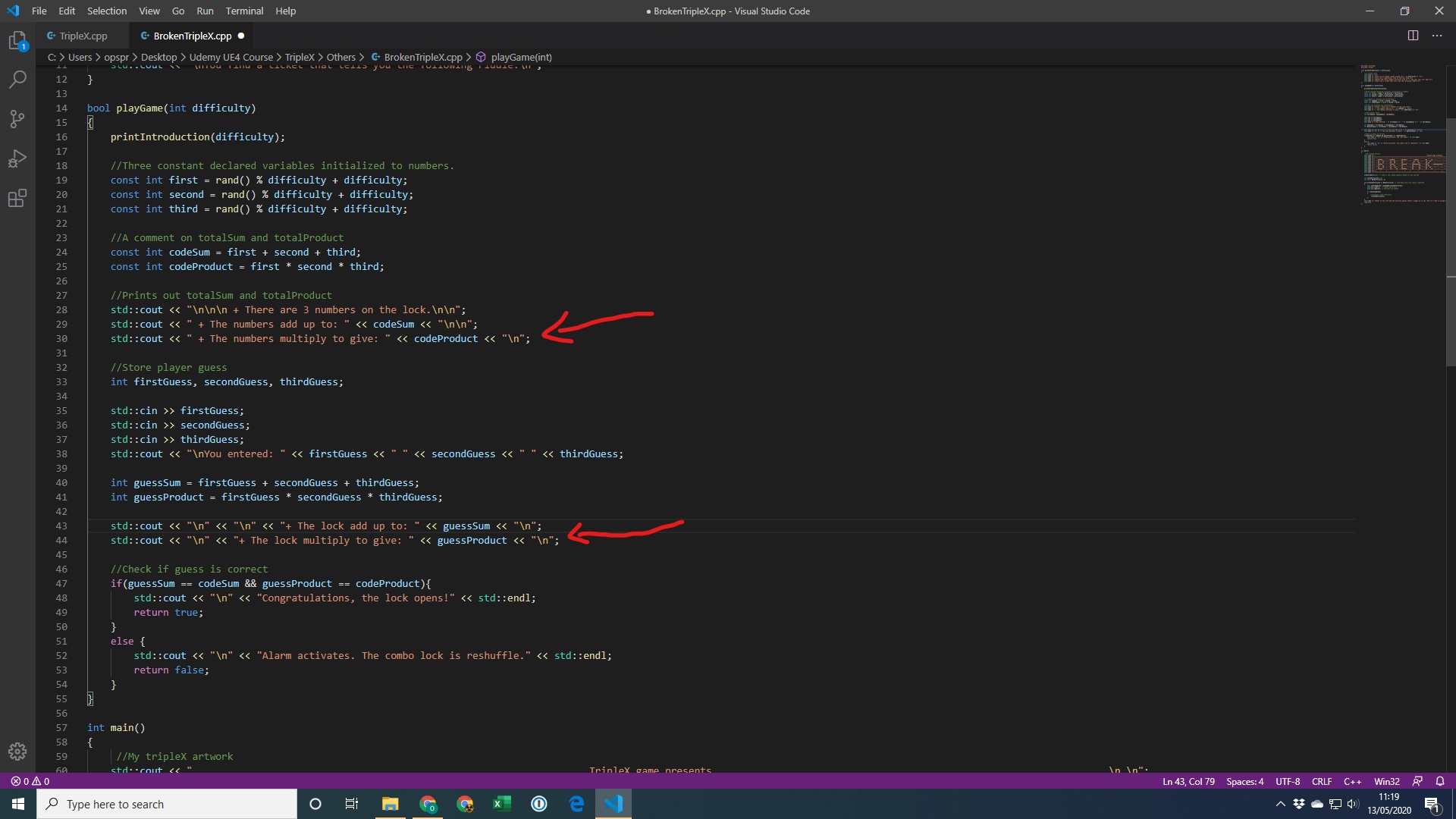 My tripleX displays the same double output - Ask - GameDev.tv