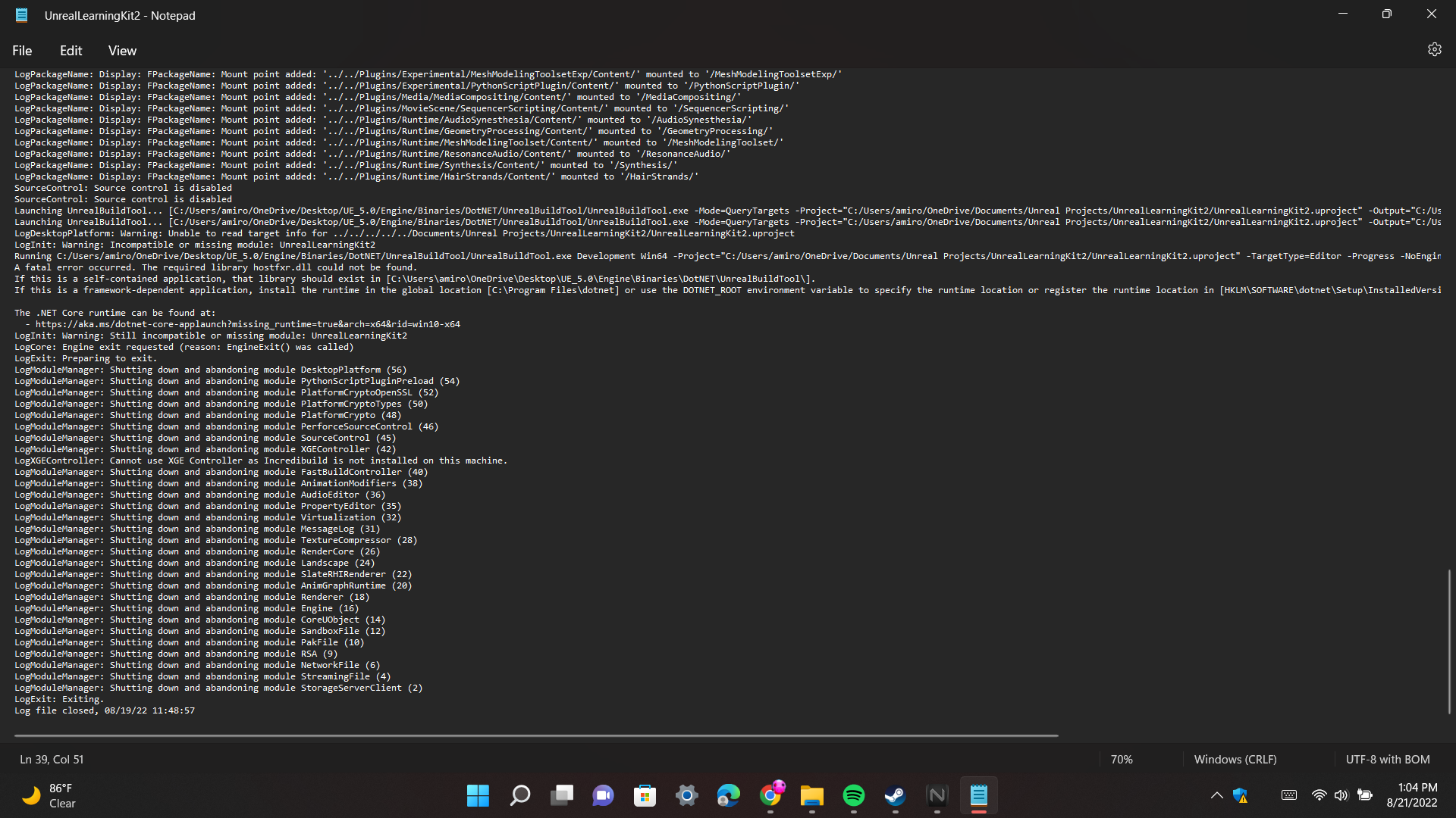 Can't open obstacle assualt and I can't compile c++ class - Ask ...