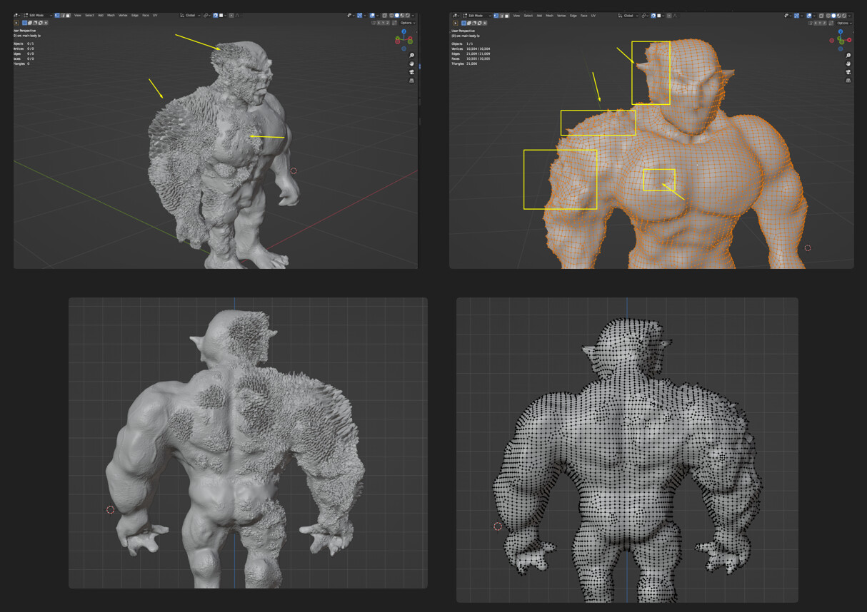 Help In The Blender Character Creator Orc Retopology With Remesh - Ask ...