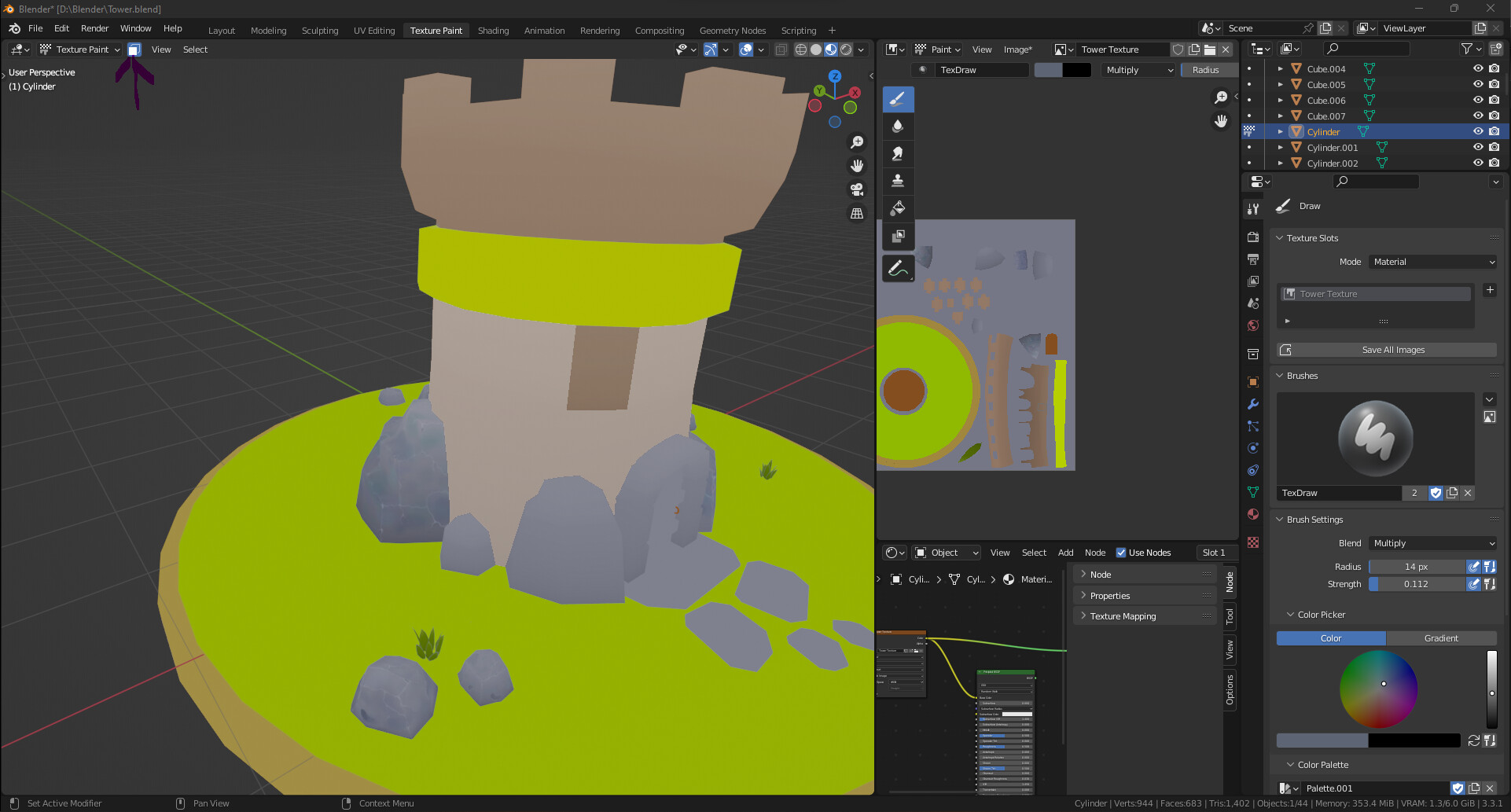 Brush paints trough object - Ask - GameDev.tv