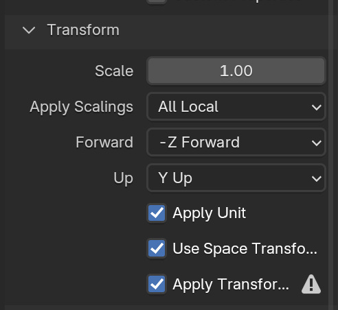 export settings