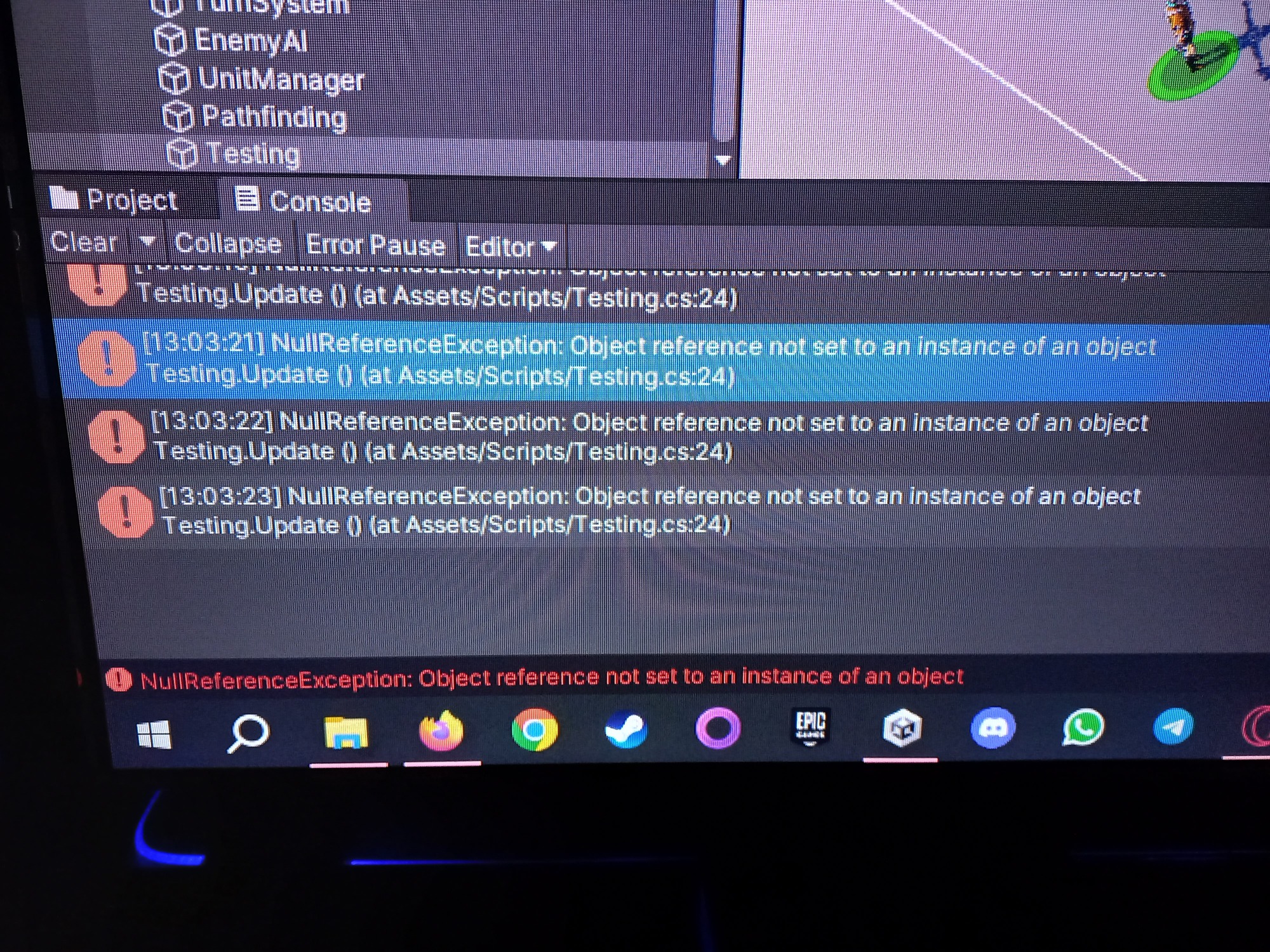 Problem with Testing Script - Ask - GameDev.tv
