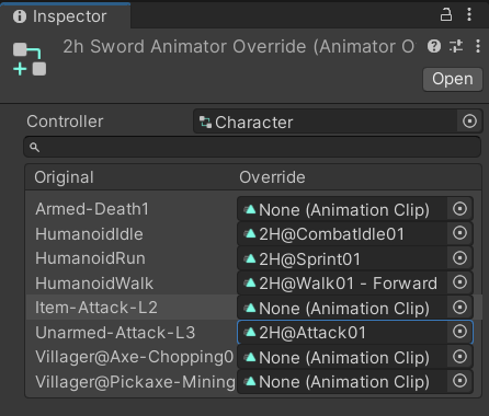 2h sword animator override