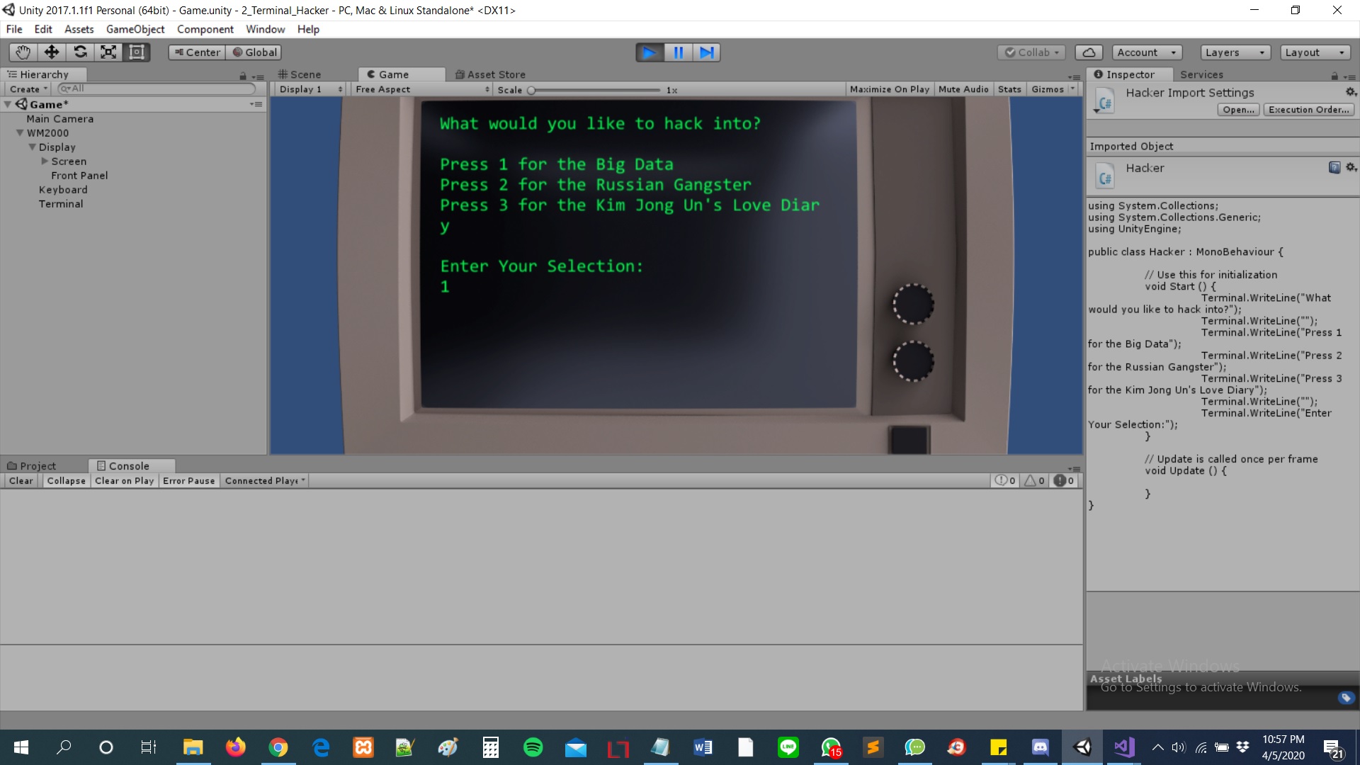 My Crazy Terminal Hacker Theme Show GameDev.tv