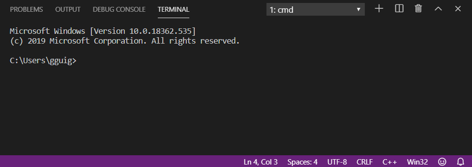 How do change my compiler to use command prompt in visual studio code ...