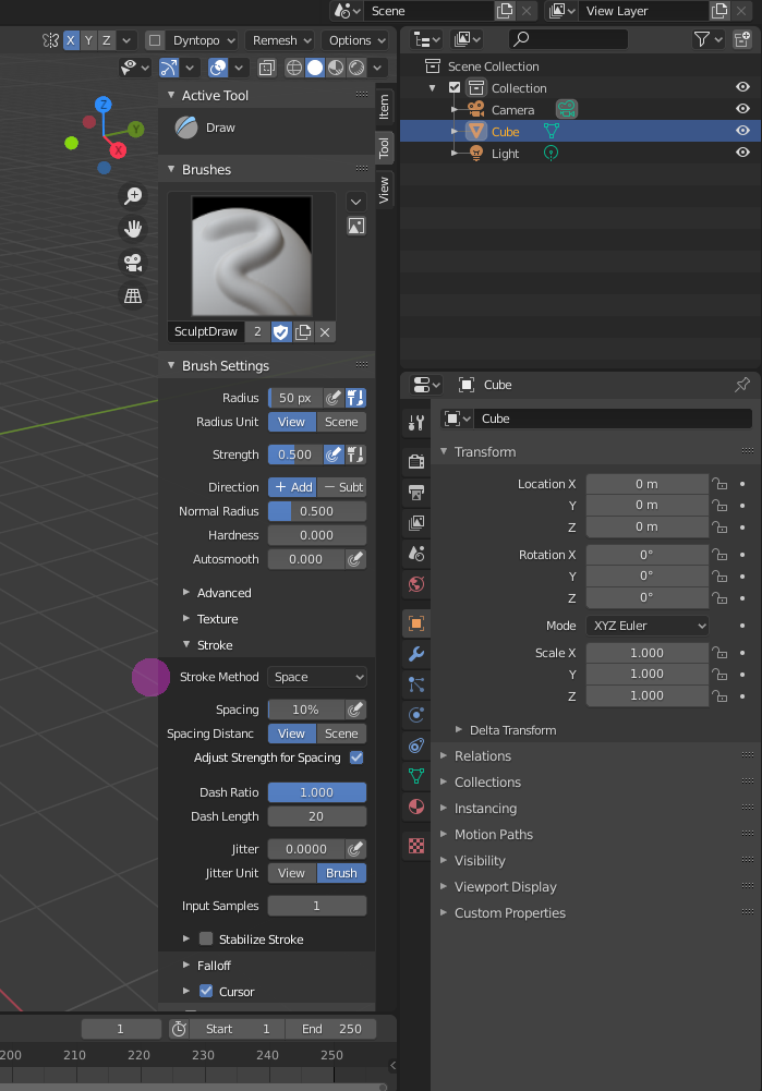 Draw brush in Sculpting in Blender is not working properly Ask