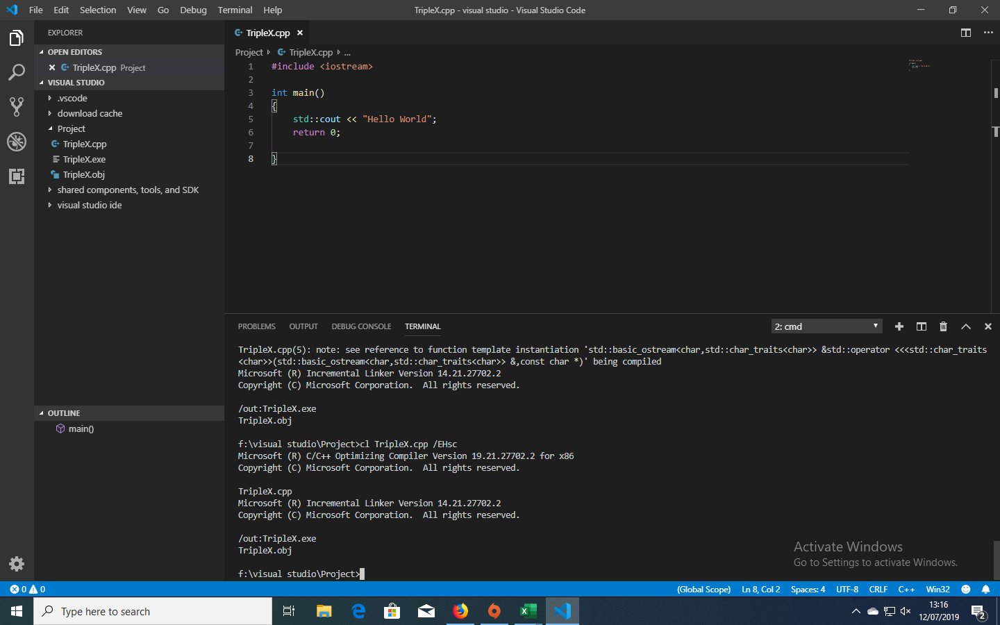 Hello World compiles but doesn't display Hello World - Ask - GameDev.tv